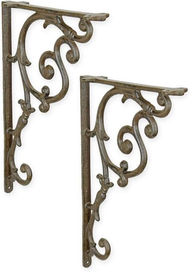 Gietijzeren Wandsteunen – Set van 2 Robuuste Wandbeugels – Klassieke Muursteunen voor Planken – Industrieel & Vintage Design