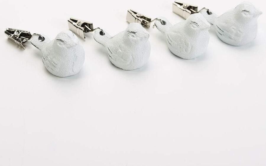 Gietijzeren Zwaargewicht Tafelkleed Gewichten 4 PACK Mooie & Mooie Witte Vogel Hangers Clips Gewichten Kit Heavy Duty Tafelkleed Cover Klemmen Voor Thuis Tuin Party Bruiloft Camping Picknick