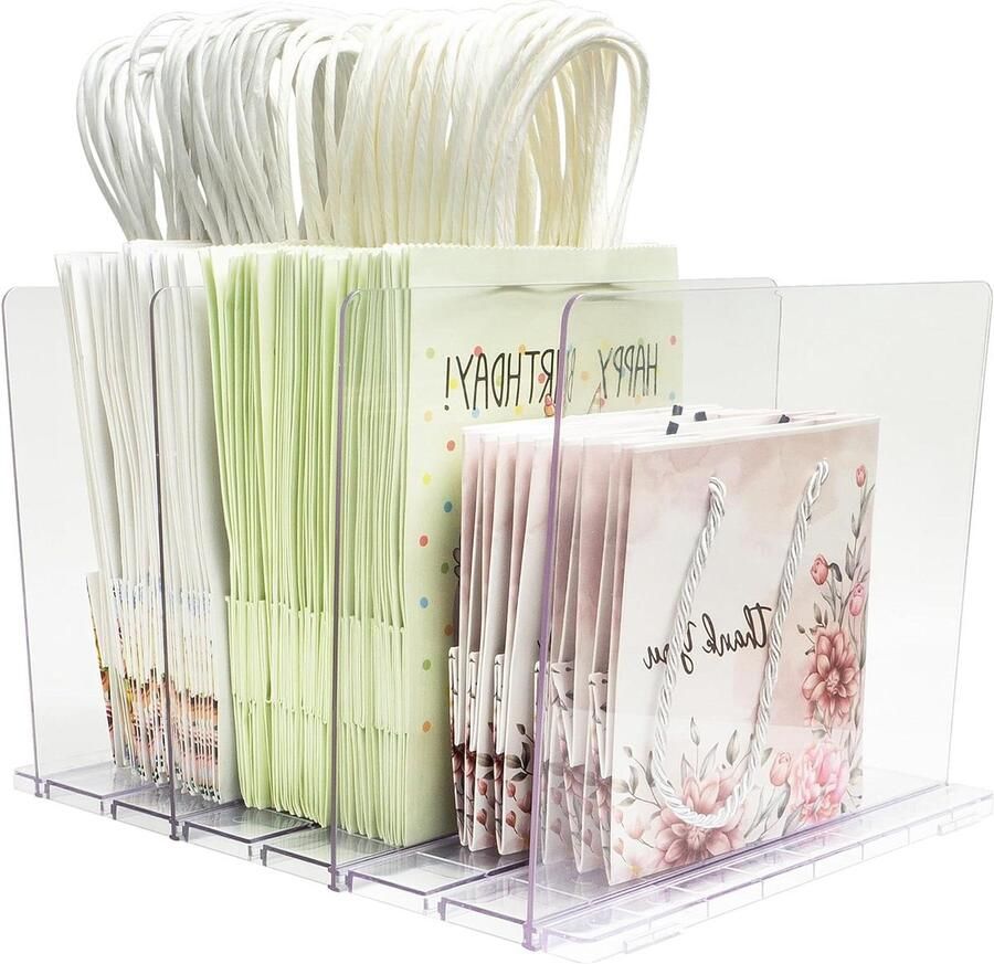 Opbergorganizer voor Geschenktassen Doorzichtige Acryl Tas Organizer met Verstelbare Plankverdeler voor Kleine Kasten (1 Pack)