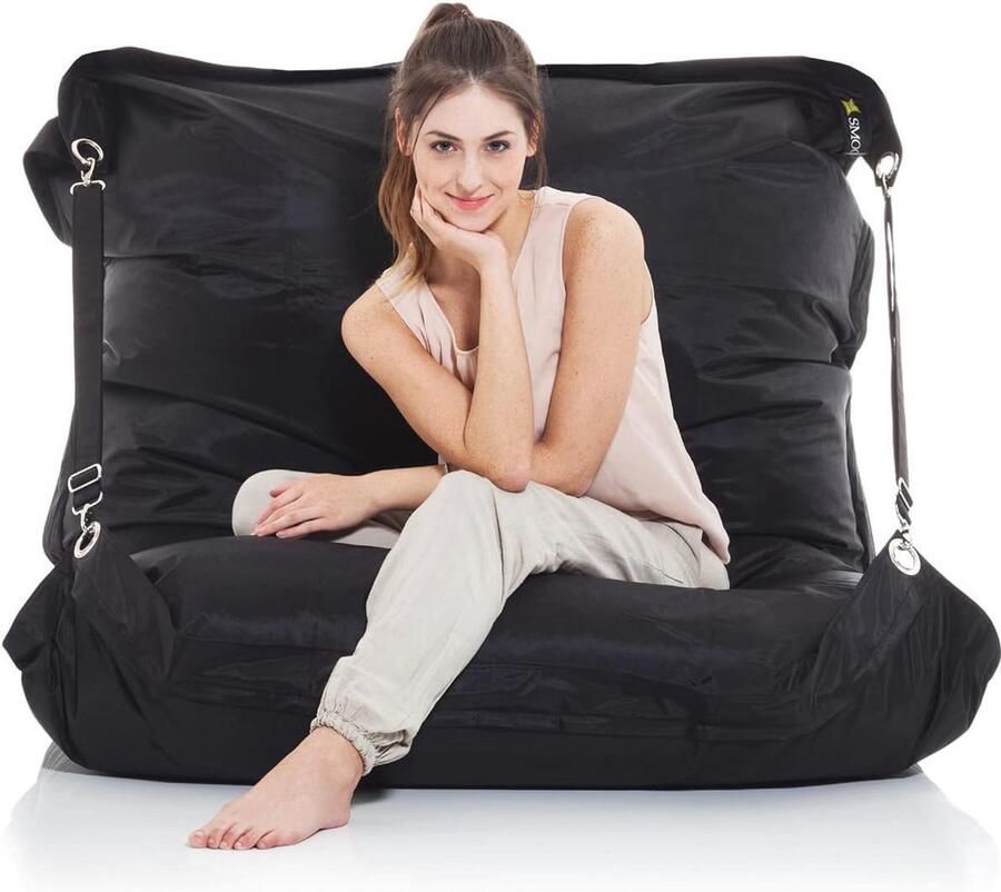 Gigantische Zitzak XXL 450L voor Binnen en Buiten Comfortabel Zitkussen voor Kinderen en Volwassenen (185 x 145 cm Zwart)