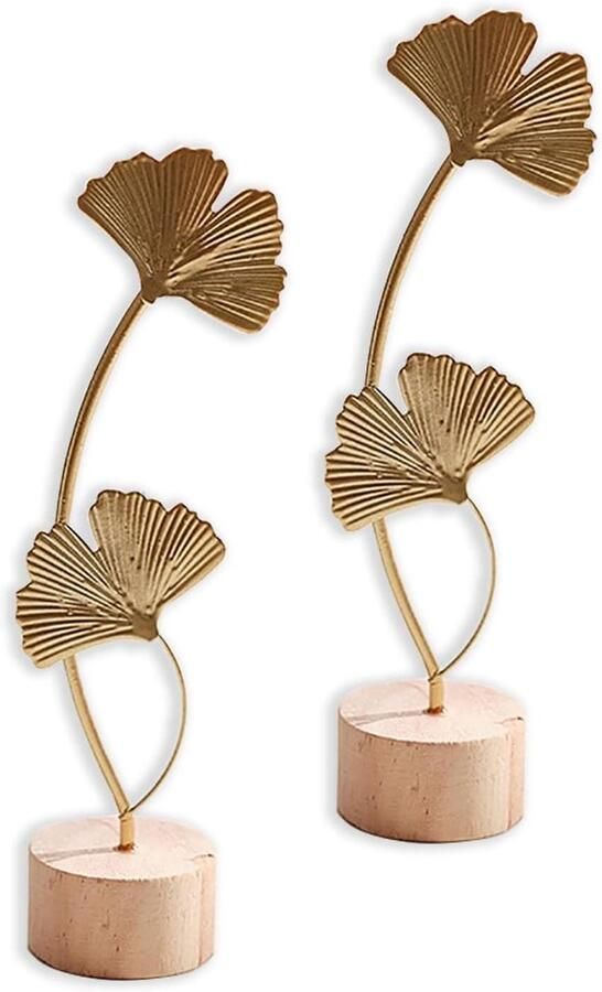 Ginkgoblad Decoratie Set van 2 stuks voor Woonaccessoires en Tafeldecoratie in de Woonkamer Slaapkamer en Kantoor. Leuk voor op de plank of het bureau