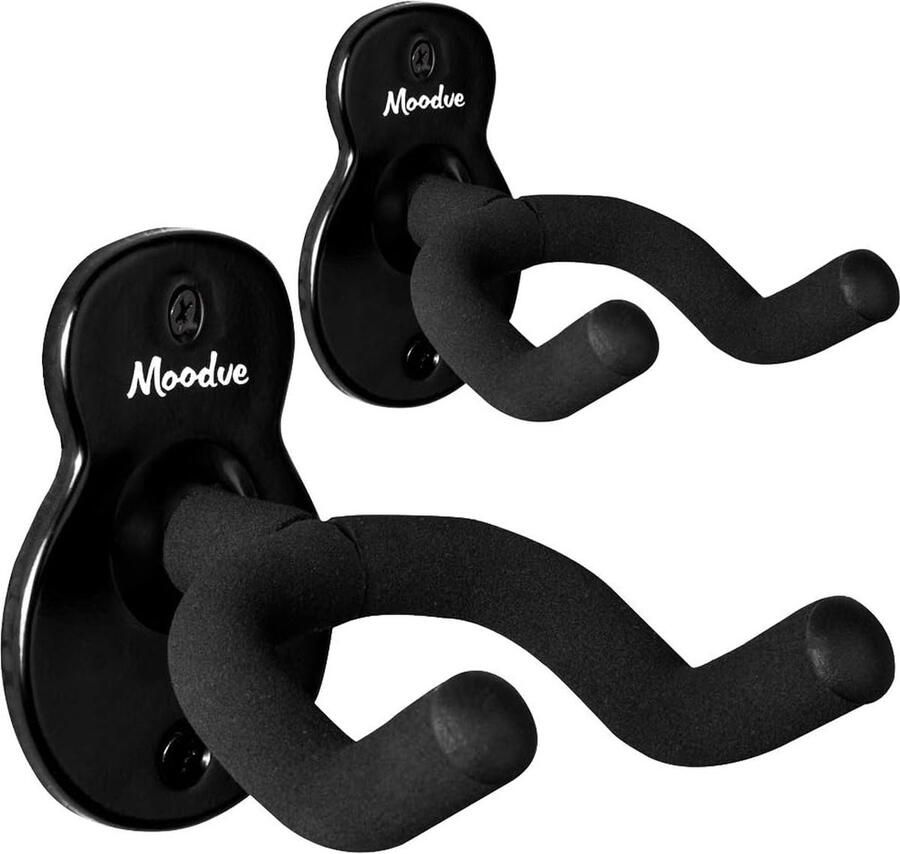 Gitaar muurbeugel 2-pack Moodve gitaarvormige metalen gitaarhanger Zwarte gitaarhaakhouder voor bas elektrisch-akoestische gitaar Ukulele (zwart) (zwart Guigtar-vorm)