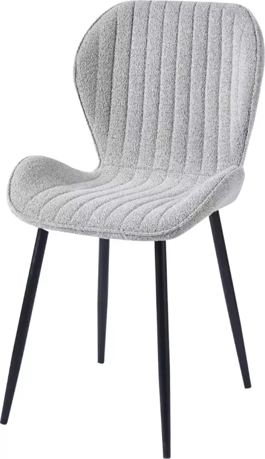 DS4U Giulia Eetkamerstoel Bouclé Beige Tijdloos Design Comfortabele Kuipzitting Zachte Bouclé Stof Chique Uitstraling Verkrijgbaar in 3 Kleuren Eetkamer Stoel Stevig Metalen Onderstel Geschikt voor Thuis Horeca en Kantoor - Foto 3