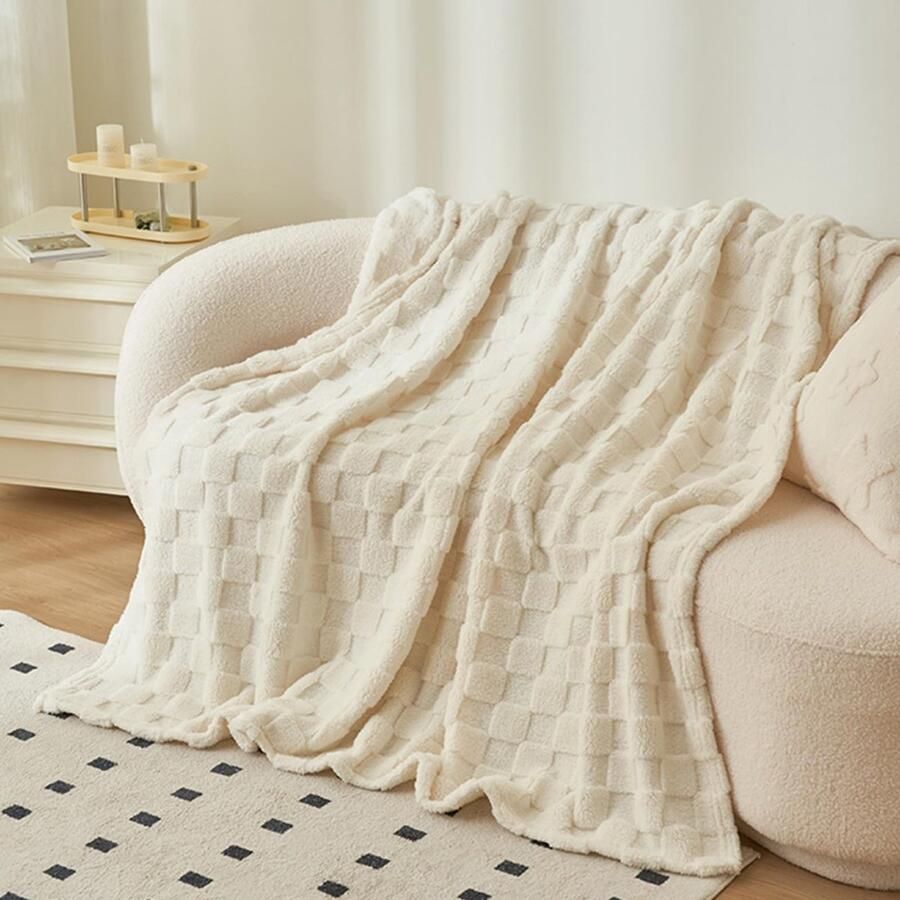 GKXLH Knuffeldeken Fluffy Blanket Zachte katoenen fleece deken Knuffeldeken Beige Gezellige deken Bedspreien Lichtgewicht dekens Warme donzige deken voor bank bedbank (Beige 100X160CM)