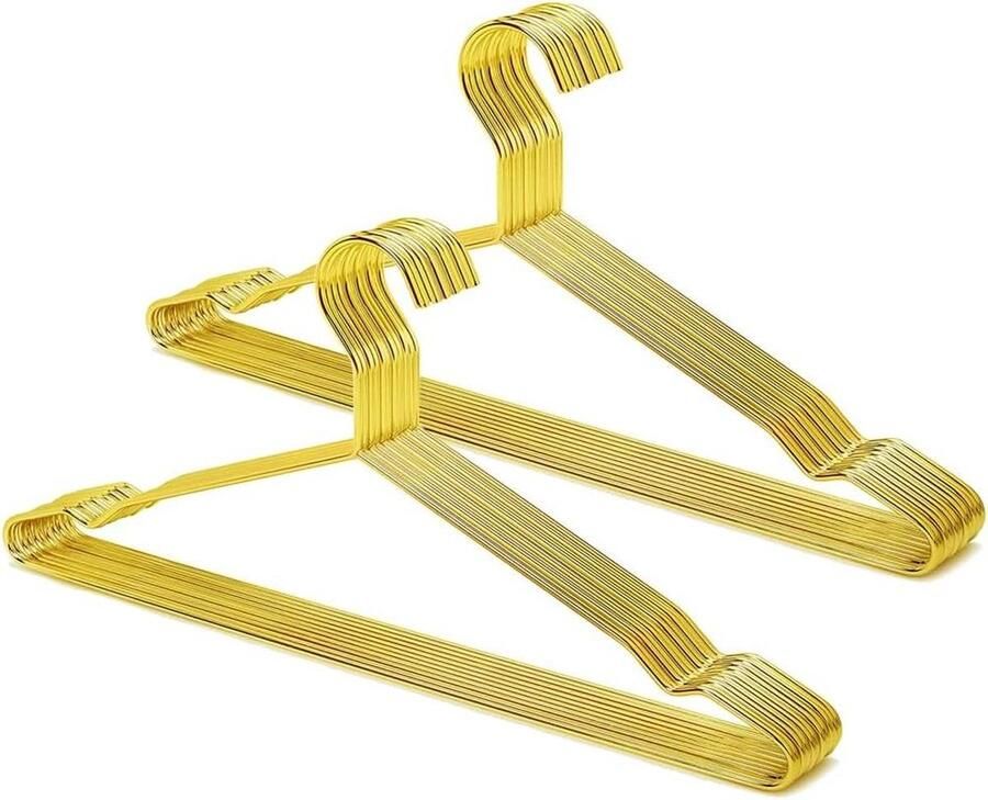 Glanzende Gouden 43 cm Metalen Kleerhanger 20 stuks Ruimtebesparend Heavy Duty Draad Hanger Shirt Blouse Jurk Jas Broek Inkepingen