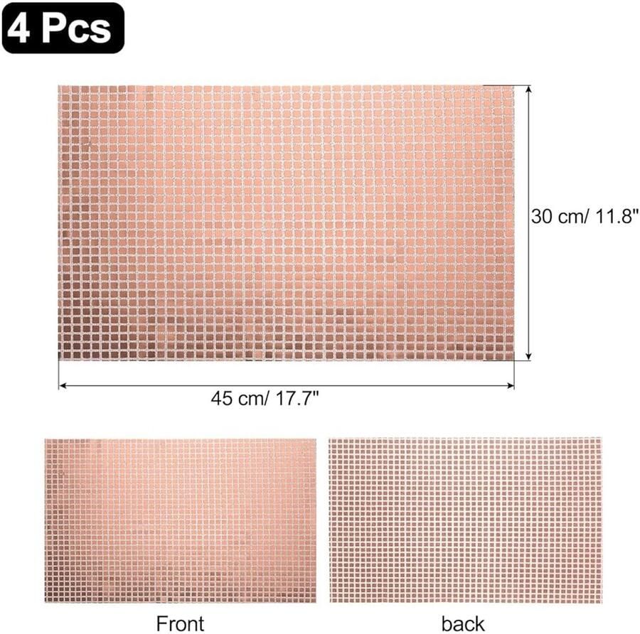 Glanzende spiegel-placemats retro roségoud set van 4 30 x 40 cm