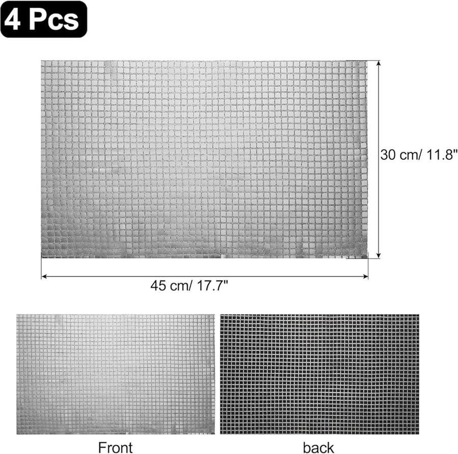 Glanzende spiegel-placemats retro stijl set van 4 zwart