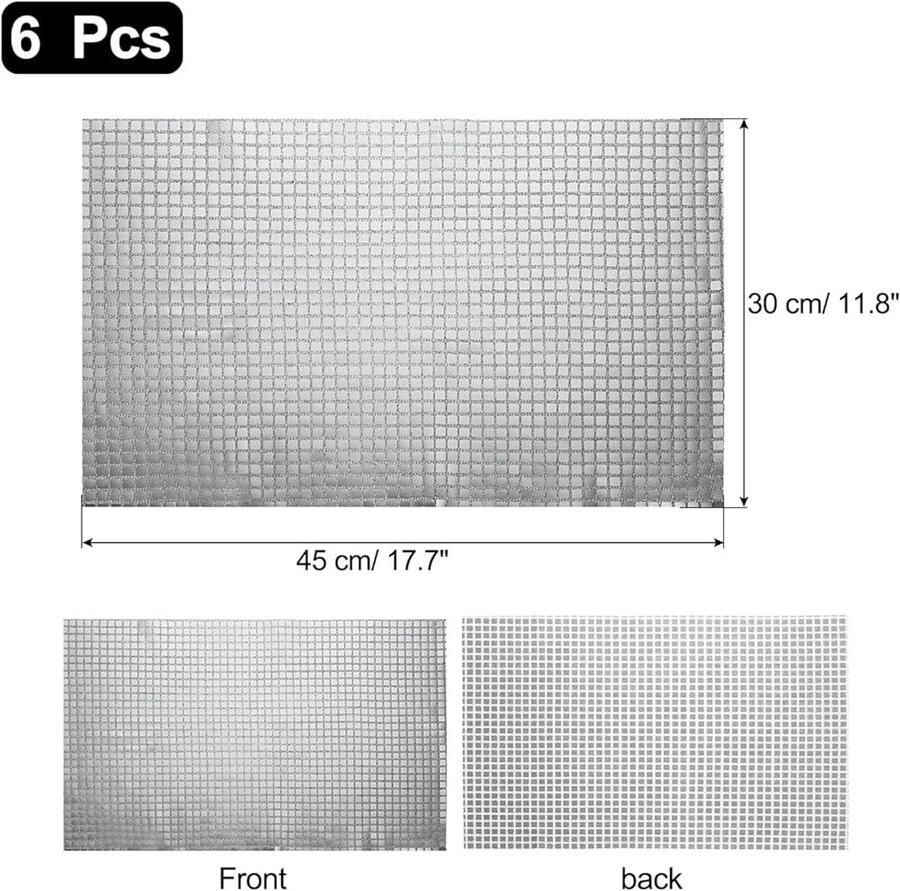 Glanzende spiegel-placemats retro zilver set van 6 30 x 40 cm