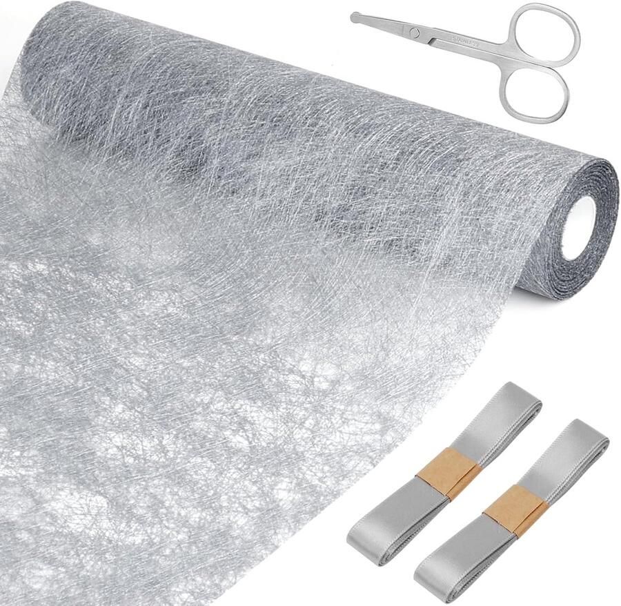 Glanzende Tafelloper Decoratie voor Bruiloften 30 cm x 20 m Zilver Polyester