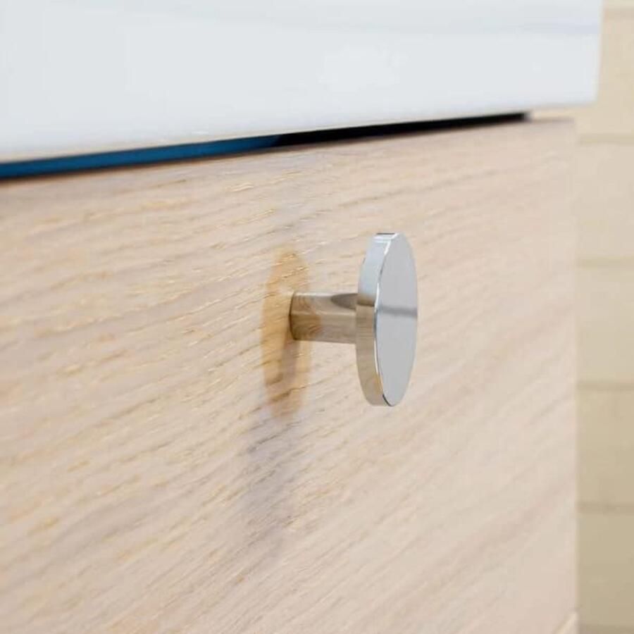 Glanzende zilveren kastdeurknoppen en ladetrekkers set van 8 ronde knoppen voor keukenkasten en dressoirs