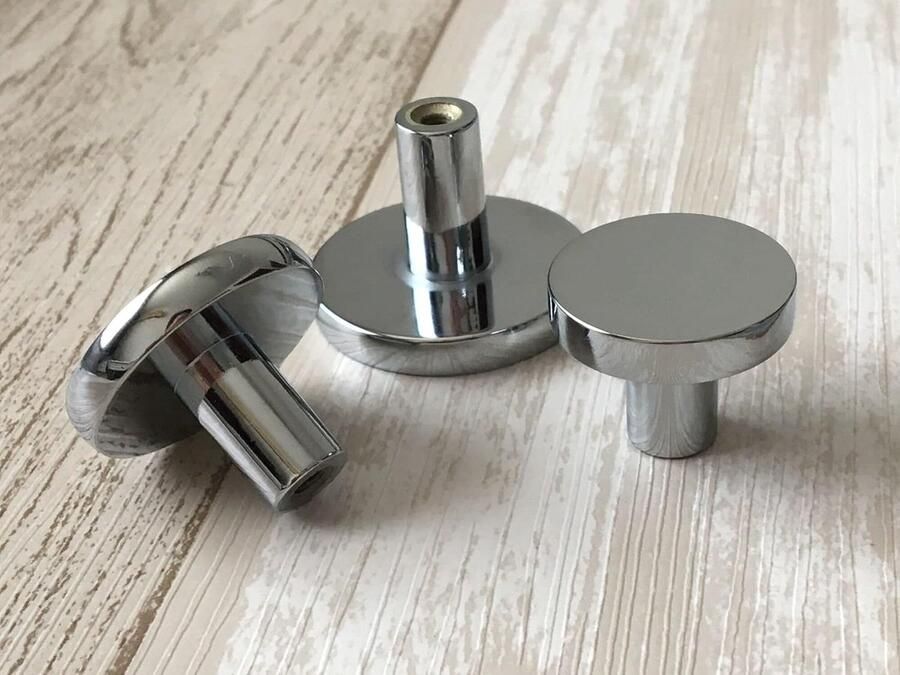 Glanzende Zilveren Kastdeurknoppen Set van 8 Ronde Handgrepen 28 x 20 mm