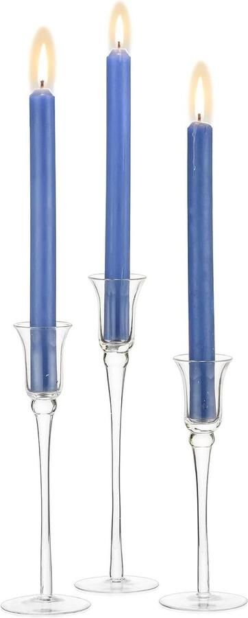 Glas Helder Kandelaar Hoge Kandelaar Houders Set van 3 voor Taper Kaarsen Moderne Elegante Decoratie voor Evenementen Party Bruiloft Tafel Middelpunt Kerstversiering 20 23 26cm