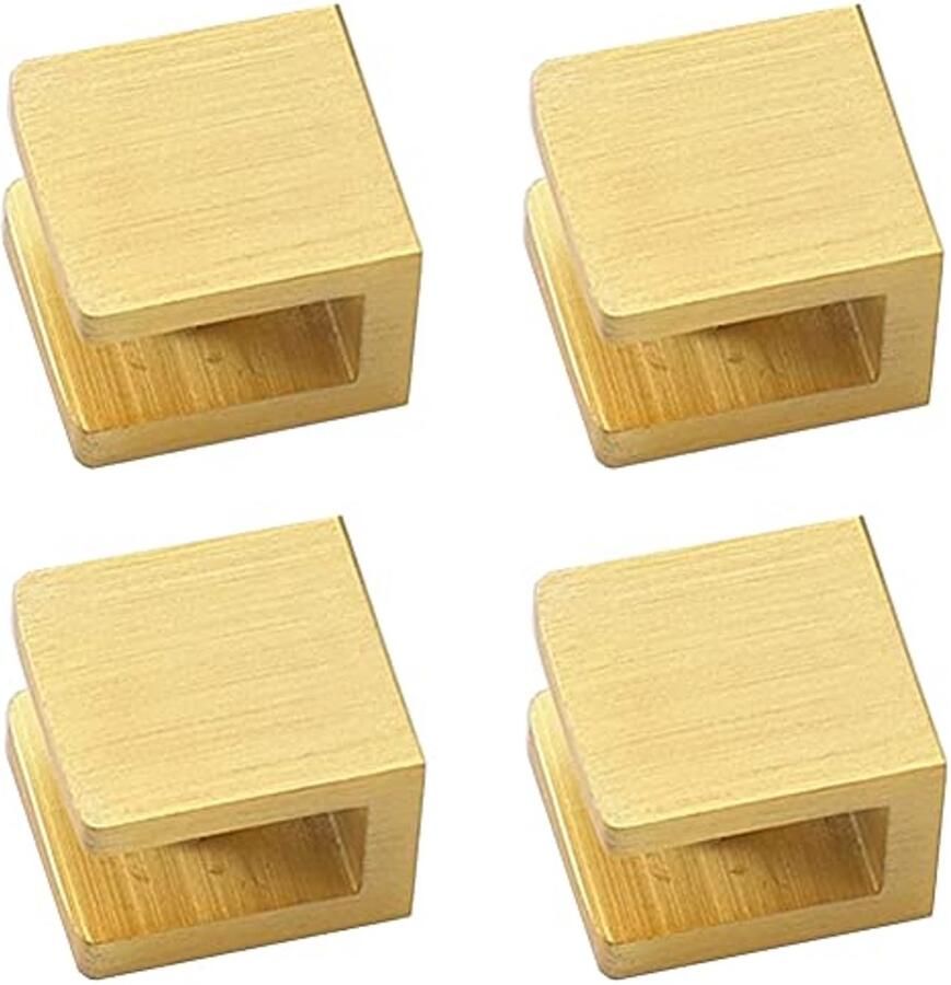 Glas Klemmen Set van 4 voor Plank en Wandbevestiging Geen Boor Vereist Clip Ondersteuning voor 8-10 mm Glas Goud
