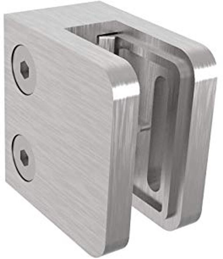 Glashouder Roestvrij Staal V2A Vierkante Klem voor Glasplaat Bevestiging 30x30 mm