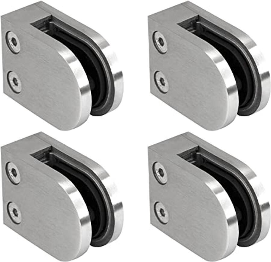 Glashouders voor glasplaten 4 stuks roestvrij staal V2A 63 x 45 x 26-28 mm