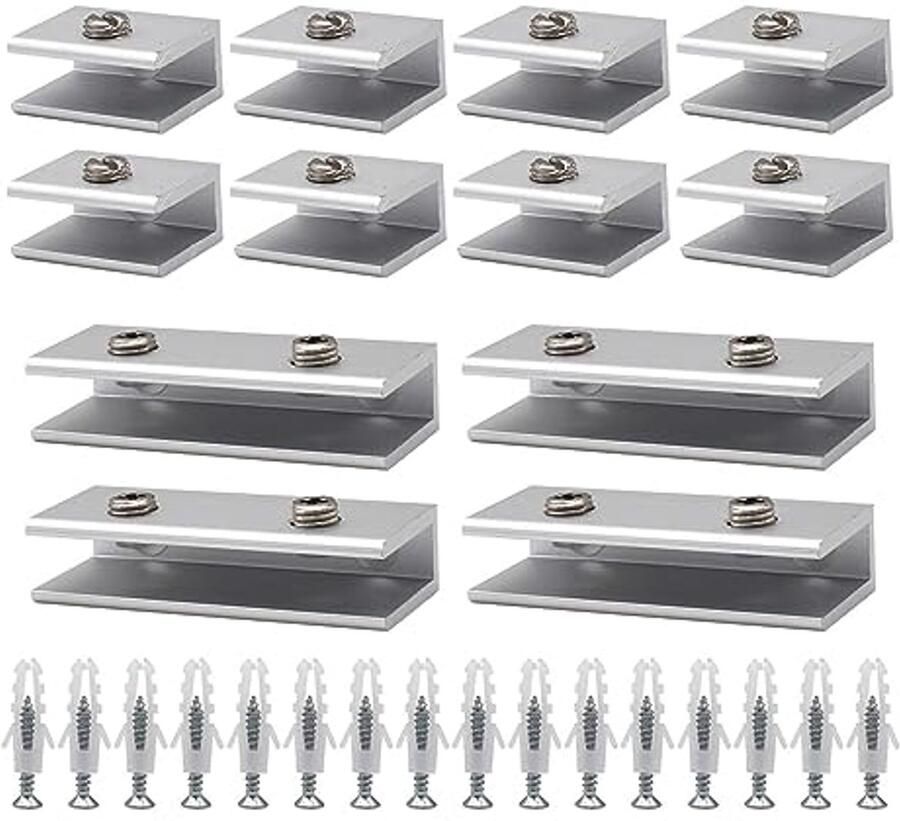 Glasklem 12 Stuks Voor Glasplaten 6-8mm Dikte Aluminium Glasbeugels voor Balustrades en Trap Leuningen
