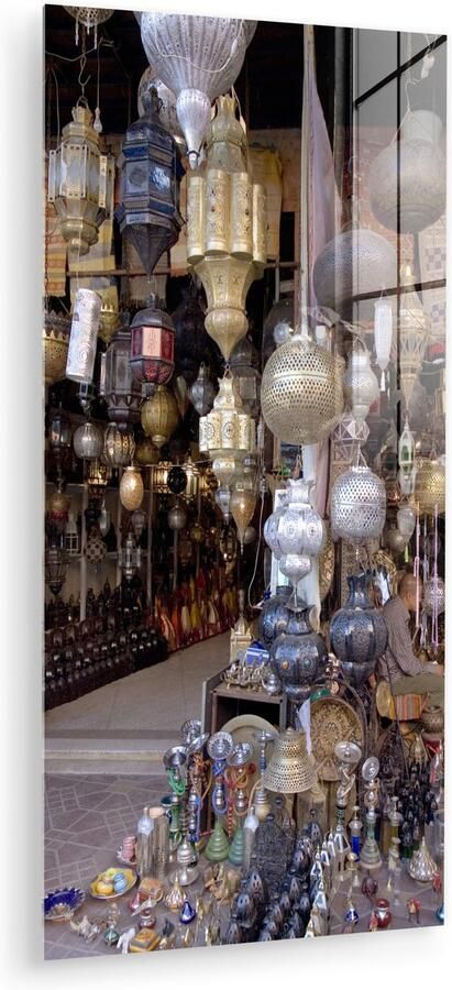 Glasschilderij 40x80 cm Schilderij acrylglas Lampen op Djemaa-El-Fna markt in Marokko Foto op glas Muurdecoratie woonkamer Wanddecoratie slaapkamer Schilderijen - Foto 3