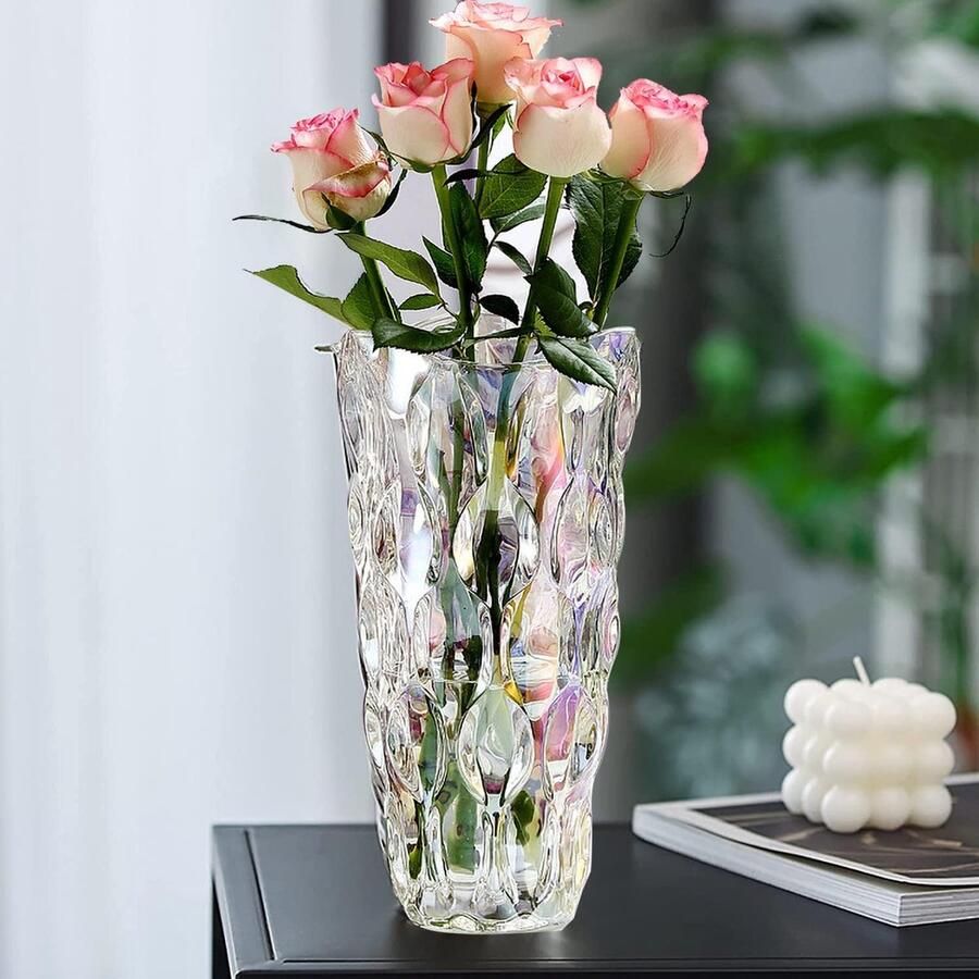 Glazen bloemenvaas moderne minimalistische vaas Nordic Glass bloemen handgemaakte bloemarrangement decoratie hydrocultuur ornament voor thuis eettafel cadeau voor bruiloft housewarming party stijl A-kleurrijk