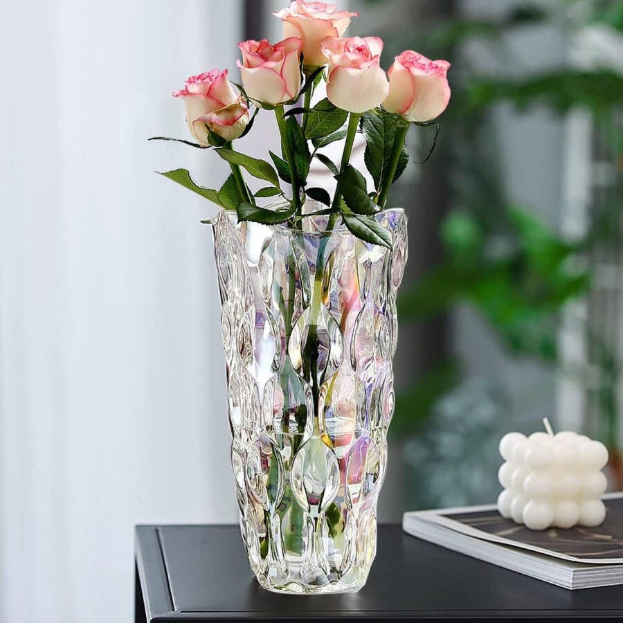 Glazen bloemenvaas moderne minimalistische vaas Scandinavisch glas bloemen handgemaakt bloemstuk decoratie hydrocultuur ornament voor thuis eettafel cadeau voor bruiloft housewarming feest stijl A-kleurrijk