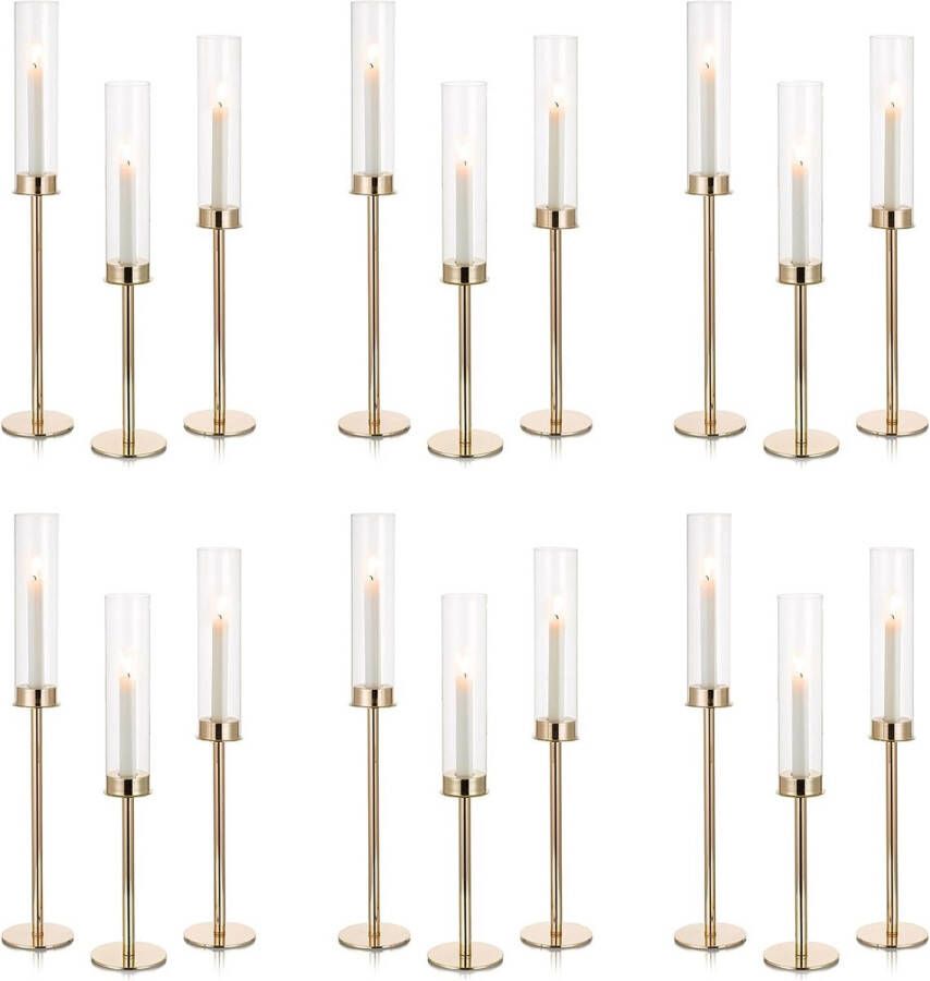 Glazen cilinder voor kaarsen kaarsenhouder goud: 60 & 55 & 50 cm groot helder glas metalen kandelaar staafkaarsen staafkaarsenhouder vloerloze cilinder schaduw bruiloft party tafel