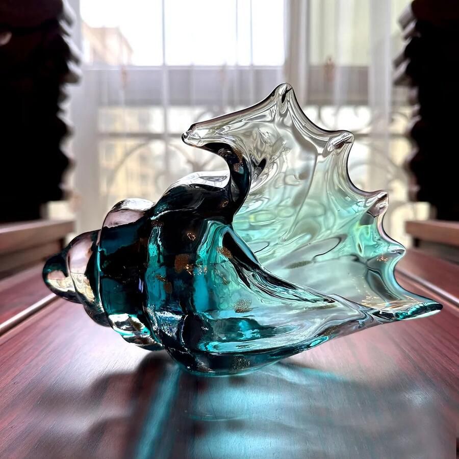 Glazen Conch Schelp Standbeeld Kleurverloop Crystal Decoratie Moderne Transparante Schelp Sculptuur voor Thuis & Bureau Ruimte Decoratie en Aesthetische Ornamenten