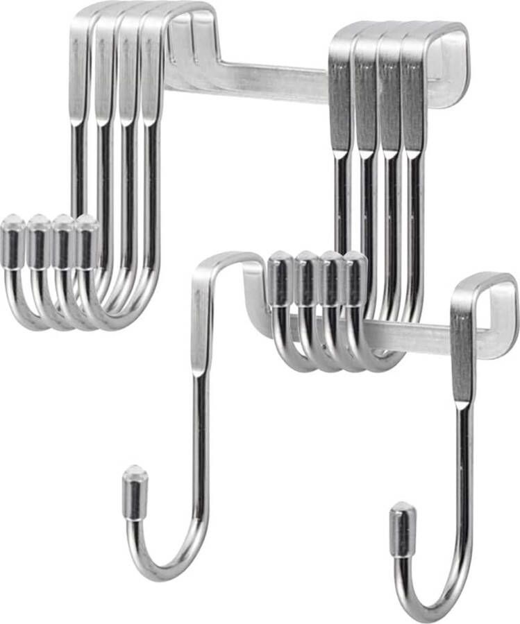 Glazen deurhaken 5 stuks 2 cm haken douchewand kledinghaken deur zonder boren voor keuken badkamer hal en slaapkamer (S-vormig)