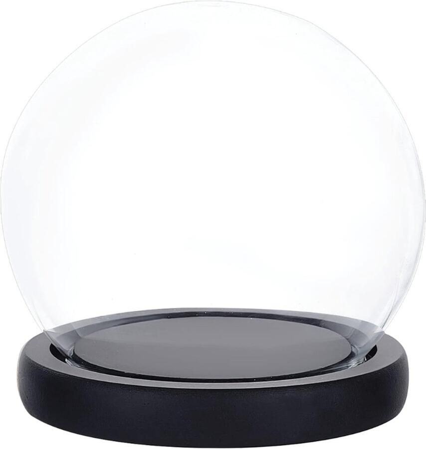 Glazen Display Koepel Cloche met Zwarte Houten Basis Decoratieve Vitrine voor Planten Bloemen Kerstdecoraties & Miniaturen 11 x 11 5 cm