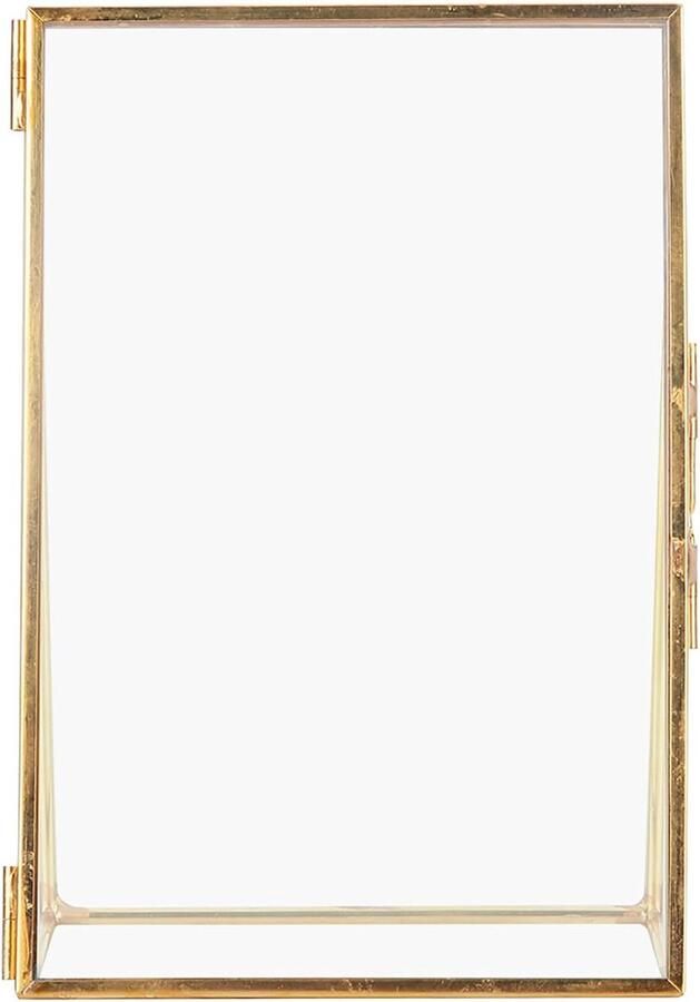 Dubbele Glazen Fotolijst Messing Bureau Retro Metaal 10x15cm