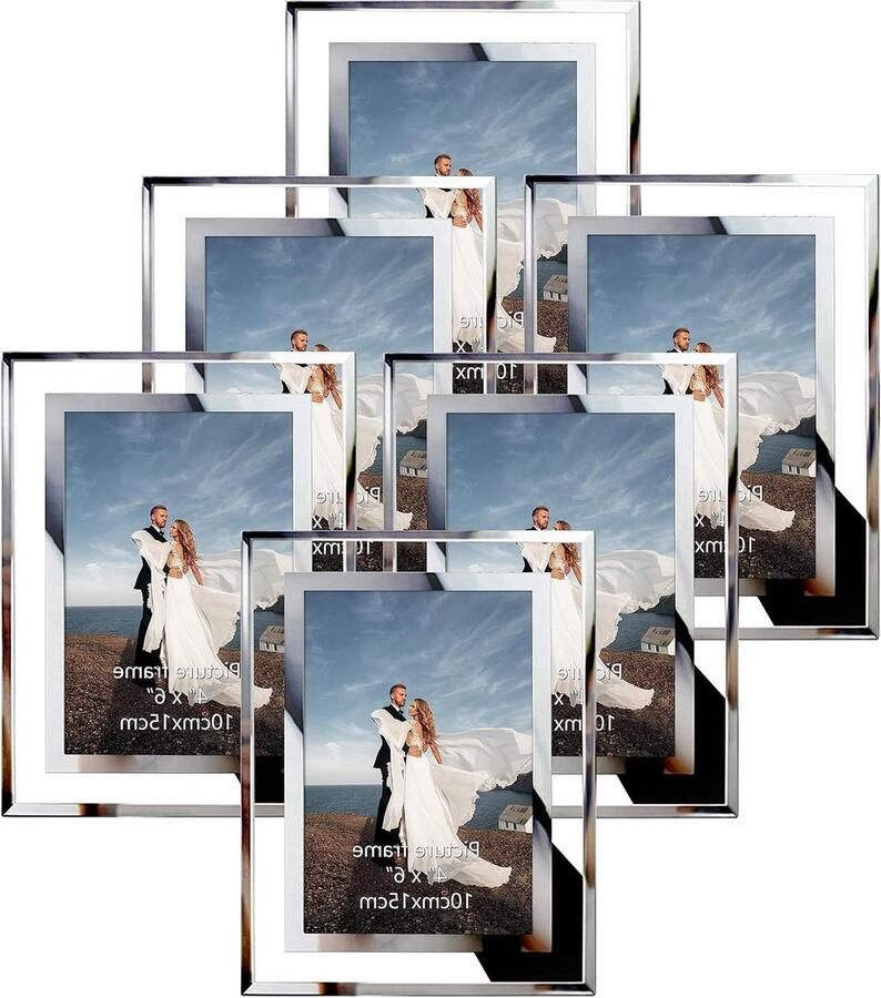 Glazen fotolijsten 10 x 15 cm 6 stuks geschikt voor muur en tafel