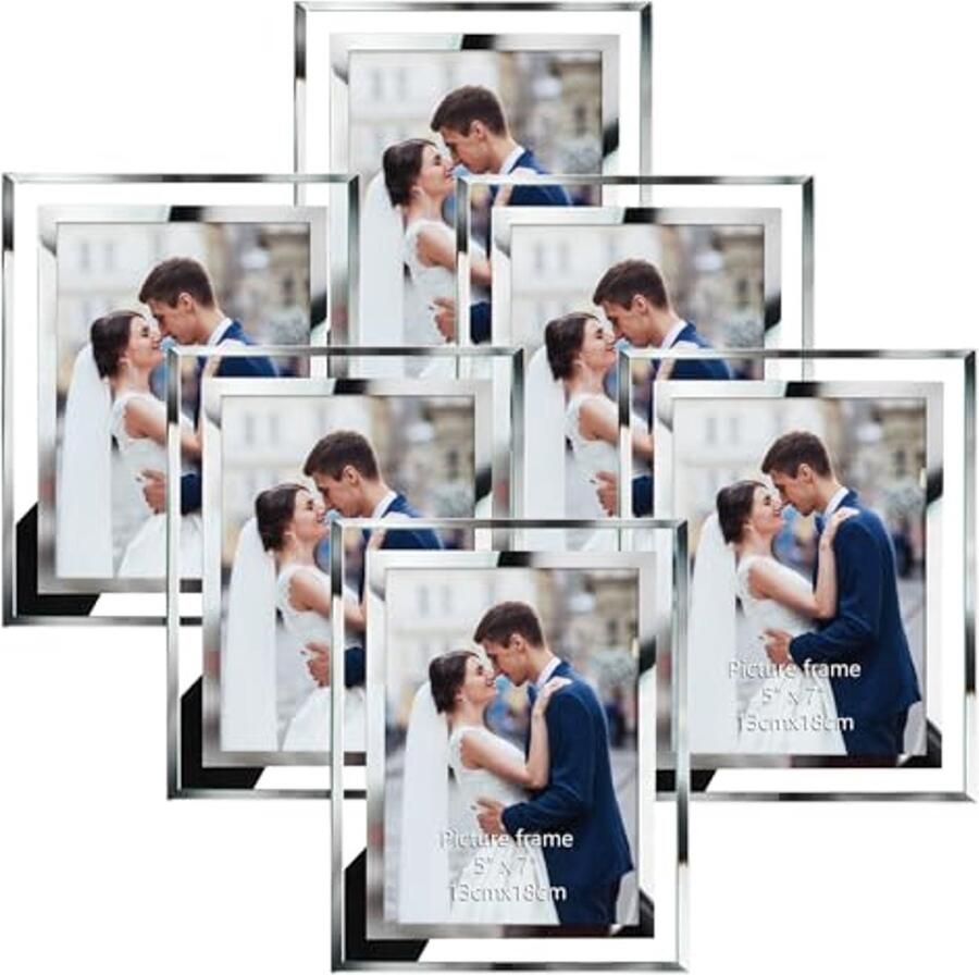 Glazen Fotolijsten 5x7 inch Set van 6 voor Muren en Tafels