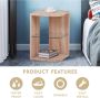 Glazen houten bijzettafel kleine salontafel lamp sofa nachtkastje met opslag voor woonkamer slaapkamer eiken afwerking - Thumbnail 2
