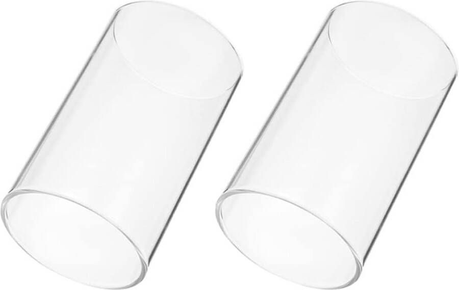 Glazen kaarsenhouder 2 stuks kandelaarhouder transparante glazen cilinder open beide uiteinden voor koffietafel tafel bruiloft woondecoratie 8 x 15 cm