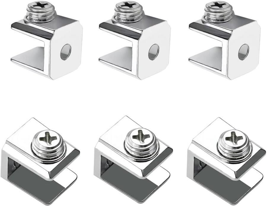 Glazen klemmen set van 16 verstelbare clips voor glazen en houten planken 3-8 mm dikte