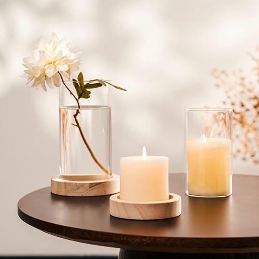 Glazen Lantaarnen Set van 2: Elegante Kaarsenhouders voor Tafel Decoratie