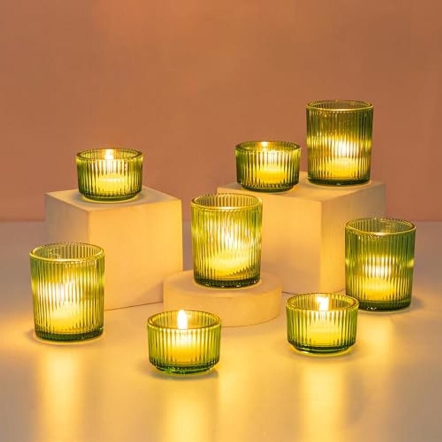 Glazen Theelichthouders Set van 8 voor Tafel Decoratie