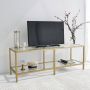 Glazen TV meubel goud modern en elegant design 130x45x40cm - Thumbnail 1