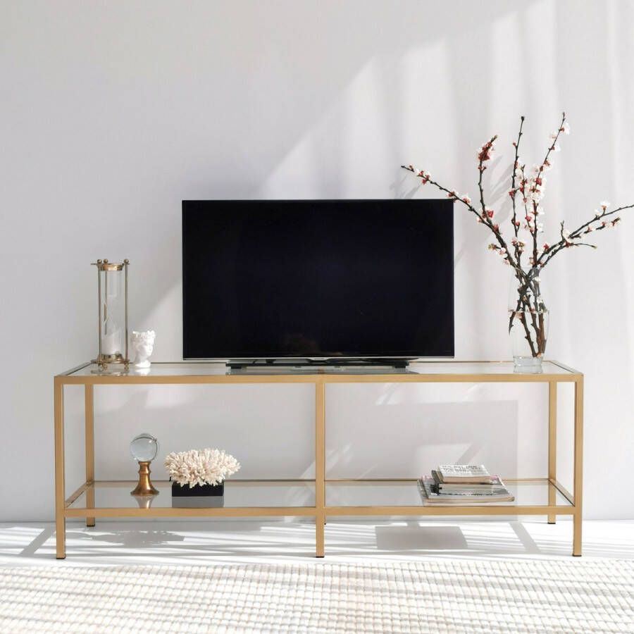 Glazen TV meubel goud modern en elegant design 130x45x40cm