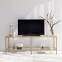 Glazen TV meubel goud modern en elegant design 130x45x40cm - Thumbnail 2