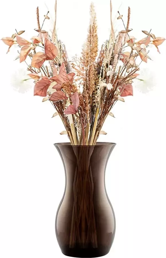 Glazen vaas bloemenvaas 25 cm hoge knopvaas gekleurd glazen vazen voor bloemen decoratie voor woonkamer bloemenvaas voor eettafel 2410 ml lelie bruin