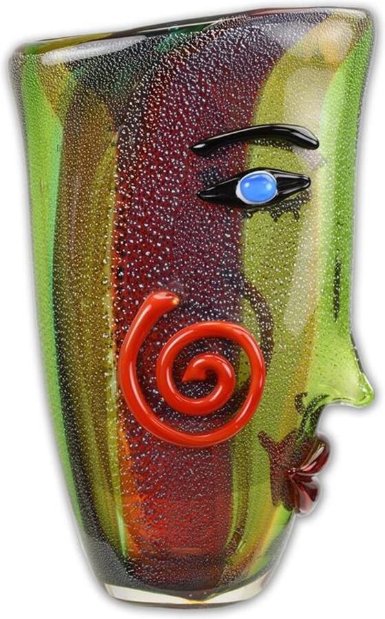 Glazen vaas Murano Stijl – abstracte handgemaakte kunstvaas van glas – luxe Italiaanse woondecoratie voor tafel kast of dressoir