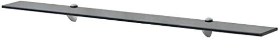 Glazen zwevende wandplank 100 x 20 cm 8 mm dikte 15 kg draagvermogen zwart