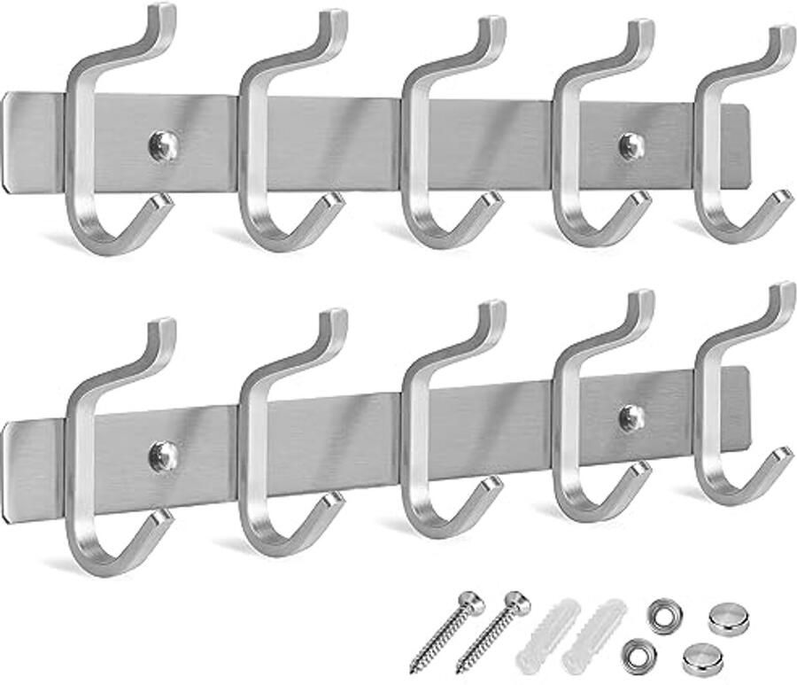 GlazieVault kapstokwand kapstok RVS (2 stuks) kapstok zwaar kapstok wandhaak wandkapstok haakrek