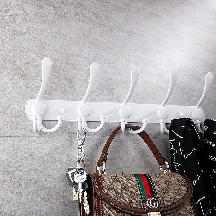GlazieVault witte wandkapstokken roestvrijstalen kapstok (2 stuks) zware wandgemonteerde kapstokken zwarte muurhangers muurhaken en kapstokken