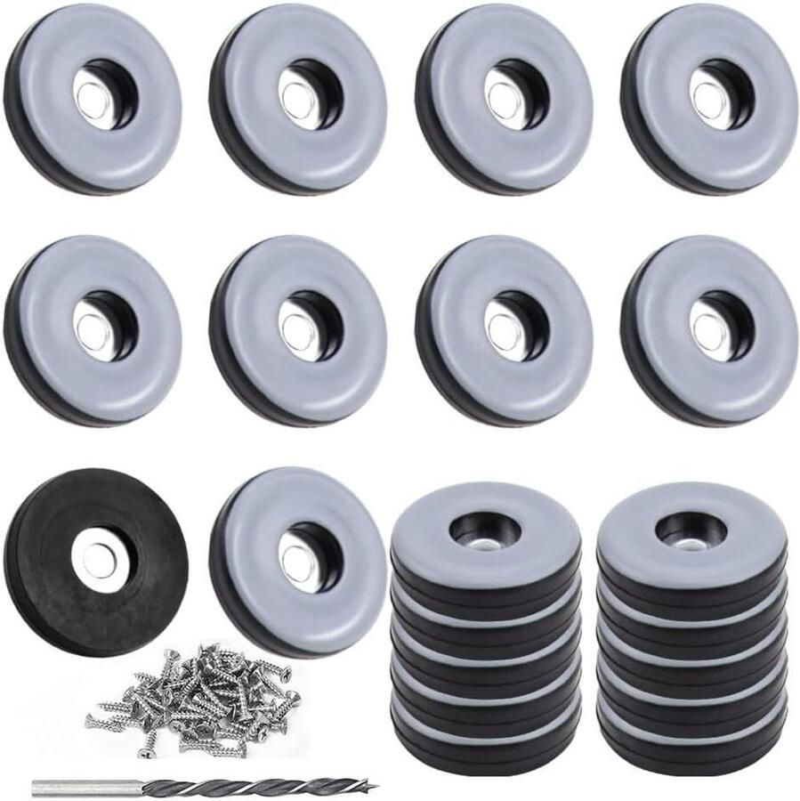 Glijders om te schroeven 20 stuks vloerglijders Ø 30 mm (rond zwart) met roestvrijstalen schroeven en boor Meubelglijderset voor effectieve bescherming van meubels