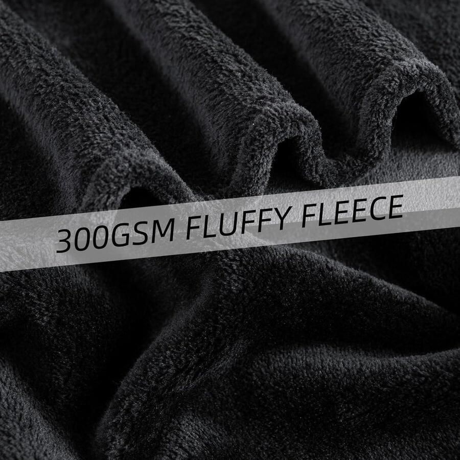 Goede Nite Knuffeldeken Pluizige Fleece Dag Deken Voor Volwassenen Zachte Bank Deken Warm & Machine Wasbaar Zwart 150x200 cm