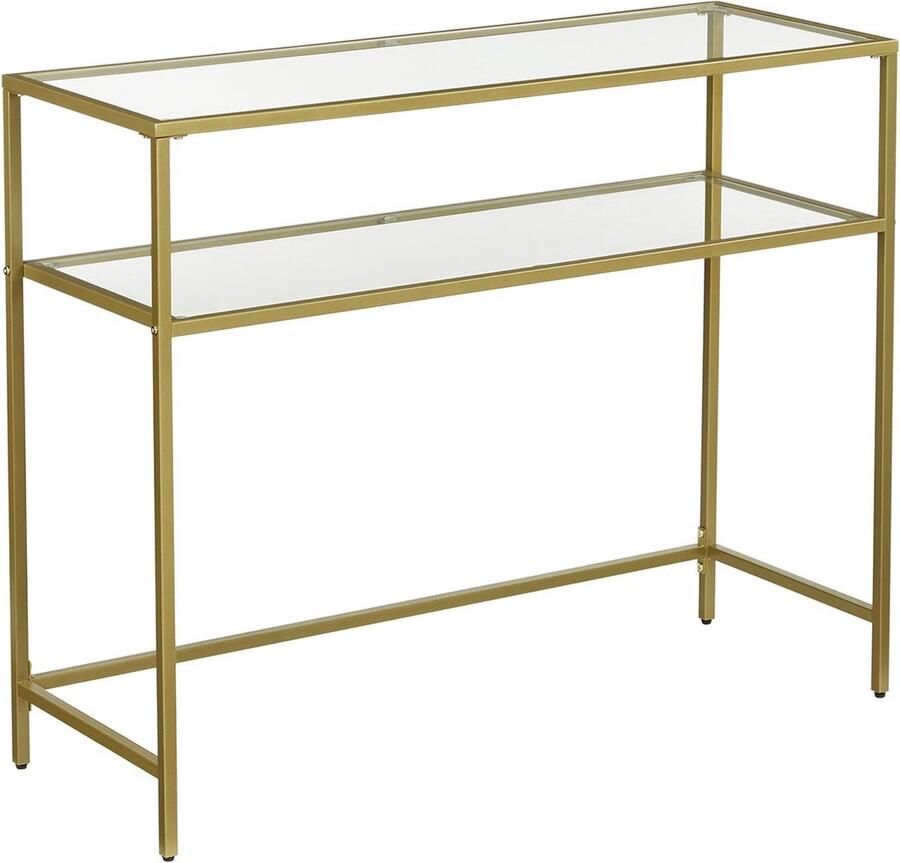 Rootz Living Rootz Gold consoletafel Ingangstafel van metaalglas Sofatafel Maximaal draagvermogen 20 kg 100 cm x 35 cm x 80 cm