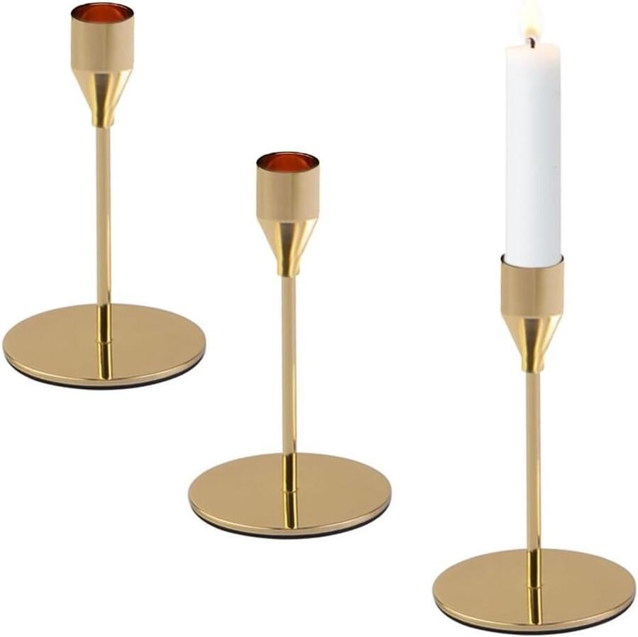 Gold Metal Candle Holder 3 Pieces Decoratieve Kaarsenhouders voor Tafel Ornamenten en Decoraties voor Bruiloft en Feest