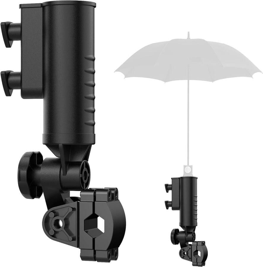 Universele golftrolley parapluhouder Robuuste verstelbare basis van aluminiumlegering Zwart