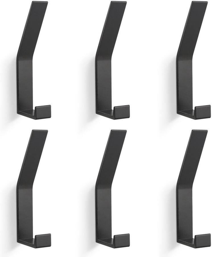 GOLUMU 6-pack kapstokhaken zwart wandgemonteerde moderne kapstokhanddoekhaken voor het boren van jassen mantels kleding sjaals handtassen en meer