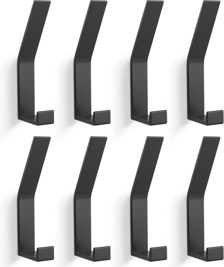 GOLUMU 8-pack kapstokhaken zwart wandgemonteerde moderne kapstokhanddoekhaken voor het boren van jassen mantels kleding sjaals handtassen en meer